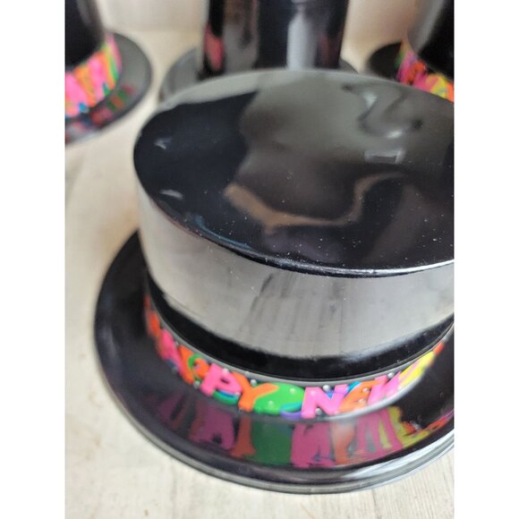 Plastic new years top hat black set Halloween costume accessory - Picture 3 of 5